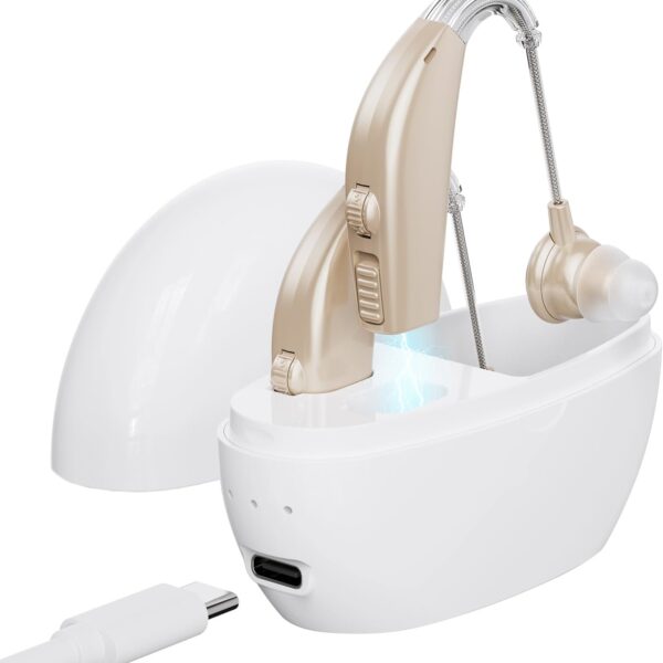 Hearing Aids Hearing Amplifiers for Seniors Rechargeable with Noise Cancelling Hearing Aid Loss Amplifier Seniors and Adults Charging Case Volume Control
