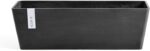 Ecopots Bruges Durable Modern Rectangular Indoor/Outdoor Recycled-Based Composite Flower Pot Planter, Dark Grey, 17.75"