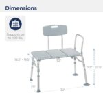 Drive Medical 12011KD-1 Tub Transfer Bench For Bathtub, Height Adjustable Shower Bench with Backrest, Shower Seat Shower Chair Bath Chair for Elderly, Seniors, Arm Support for Transfer, 400 Weight Cap - Image 7
