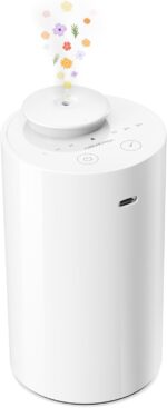 Waterless Diffuser for Essential Oil, Battery Operated Nebulizer, 0.7 Fl.Oz./ 20mL Capacity, Mini Scent Air Machine, 4 Timers & 3 Mist Levels for Home, Room, Car, Office - AN6 White