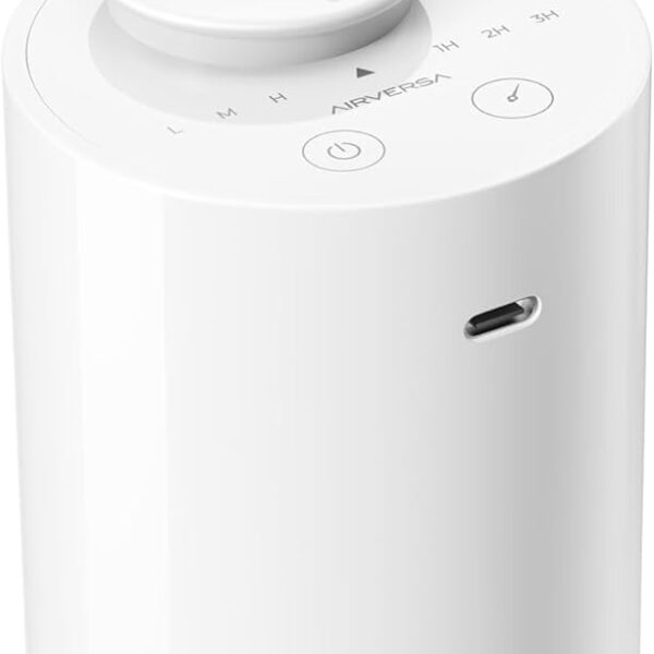 Waterless Diffuser for Essential Oil, Battery Operated Nebulizer, 0.7 Fl.Oz./ 20mL Capacity, Mini Scent Air Machine, 4 Timers & 3 Mist Levels for Home, Room, Car, Office - AN6 White