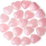 20 PCS Rose Quartz Heart Crystals Natural Crystal Polished Healing Cute Mini Pocket Stones Palm Thumb Love Gemstones Set Bulk Wholesale Reiki Energy Balancing Meditation Pink Heart Gifts for Mother Women
