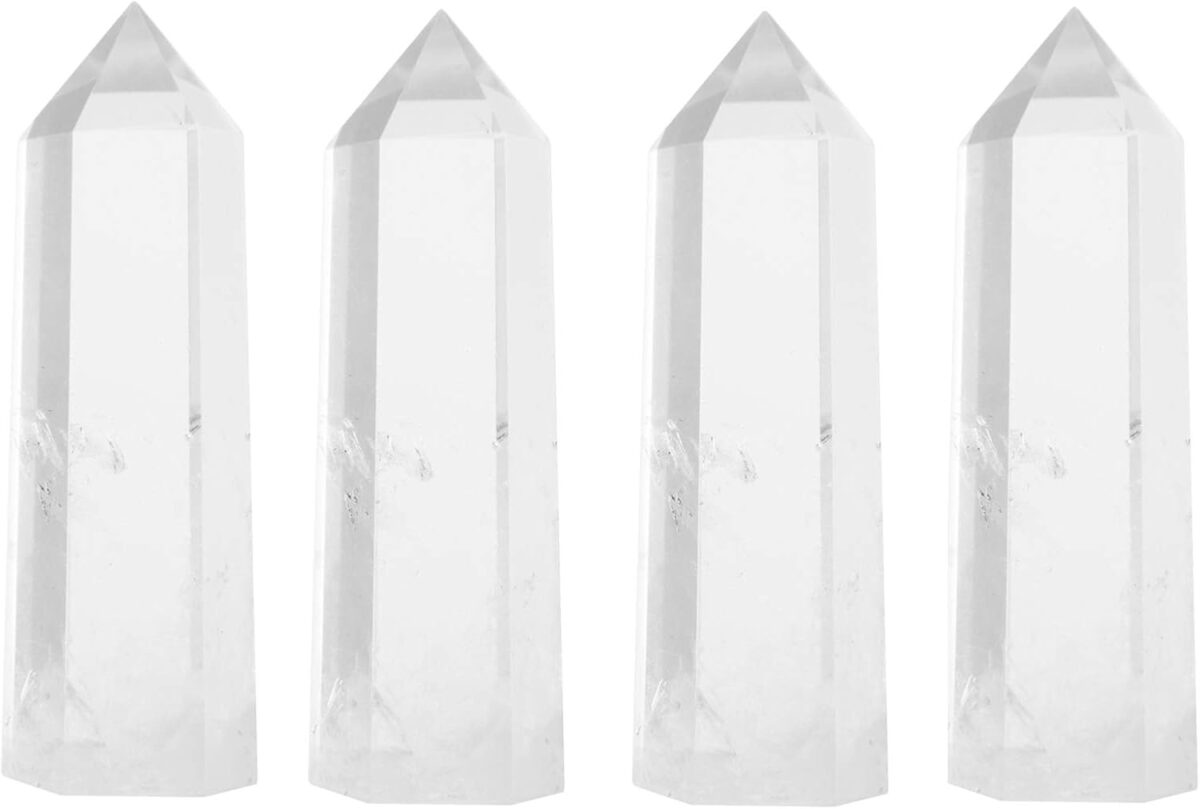 Healing Crystal Wands | 2" Clear Quartz Crystal Wand 6 Faceted Reiki Chakra Meditation Therapy 4 PCS - Image 1