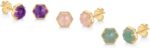PAVOI 14K Gold Plated Hexagon Gemstone Stud Earrings for Women | Natural Birthstone Earring Pair - Image 3