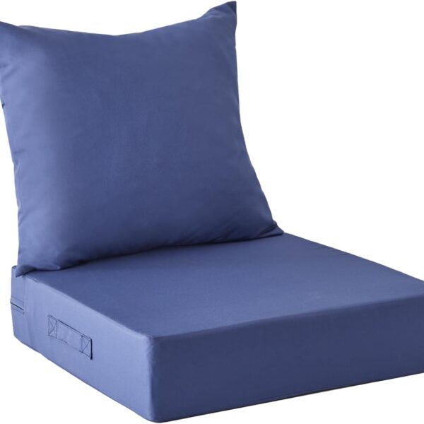 Outdoor Cushions for Patio Furniture,Outdoor Seat Cushion Set 24 x 24 x 5.75 Inch,Waterproof & Fade Resistant Outdoor Chair Cushions,Deep Patio Chair Cushion with Removable Cover,Navy Blue