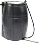 FCMP Outdoor Raincatcher, Flat-Back Rain Barrel with Spigots, 50-Gallon, Black