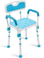 Health Line Massage Products Shower Chair with Back for Seniors, Bathtub Seat with Removable Arms for Handicap, Disabled & Elderly - Adjustable Shower Bench for Tubs (FSA or HSA Eligible)