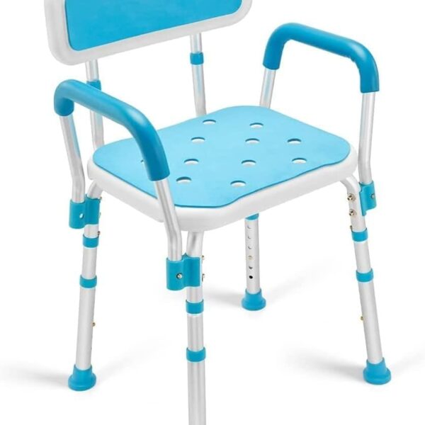 Health Line Massage Products Shower Chair with Back for Seniors, Bathtub Seat with Removable Arms for Handicap, Disabled & Elderly - Adjustable Shower Bench for Tubs (FSA or HSA Eligible)