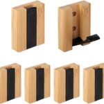 JSVER Wooden Wall Hooks Wall Mounted Wall Hooks, Single Organizer Hook Rack, Folding Wood Wall Hangers, Wall Coat Rack Hooks for Hanging Clothes, Hats, Bags, Towels, Keys (6PCS/Set)