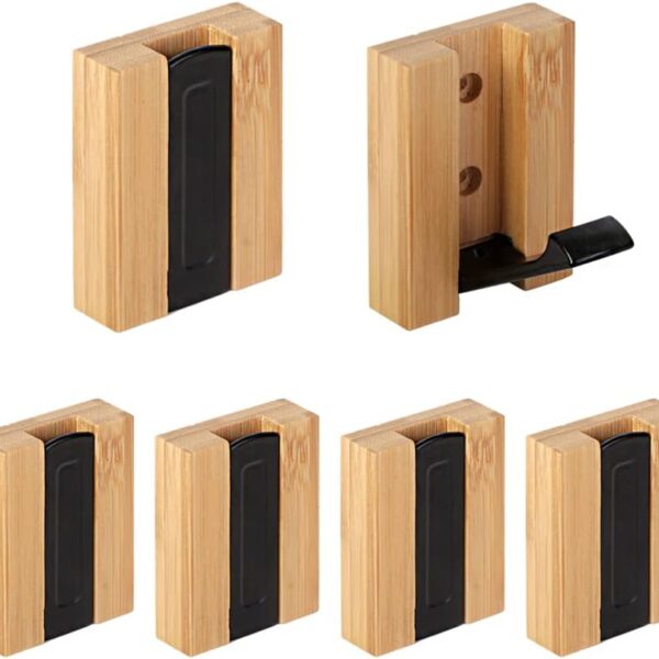 JSVER Wooden Wall Hooks Wall Mounted Wall Hooks, Single Organizer Hook Rack, Folding Wood Wall Hangers, Wall Coat Rack Hooks for Hanging Clothes, Hats, Bags, Towels, Keys (6PCS/Set)