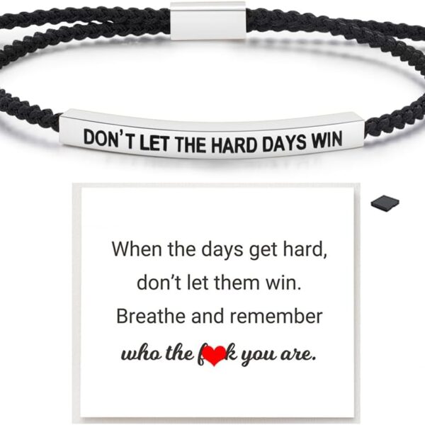 LIU JUN Remember Who The F You Are Motivational Tube Bracelet For Women, Adjustable Hand Bradied Wrap Stainless Steel To My Daughter/Best Friend Inspirational Gifts Jewelry
