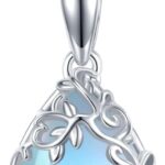 Teardrop Moonstone Necklace for Women 925 Sterling Silver Created Water-Shaped Moonstone Cage Filigree Necklaces Anniversary Birthday Jewelry Gift for Women
