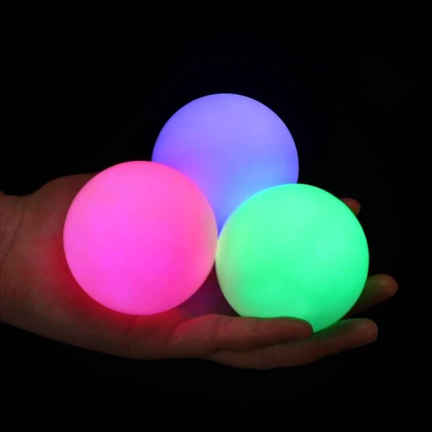 51vFY6w1Y7L._AC_SL1500_.jpg POITOI Juggling Balls Light Up Juggling Balls Glow in The Dark Juggling Balls USB Rechargeable Glowing Juggling Ball for Beginners and Professionals Set of 3 - Image 1