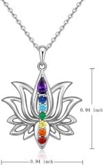 Lotus Flower 7 Chakra Necklace Sterling Silver Yoga Lotus Pendant Chakra Necklaces for Women Balance - Image 7