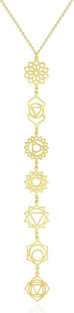 Spiritual Chakra Necklace for Women Trendy - Gold Long Necklaces Yoga Dainty Trendy Y Necklace Prom Birthday