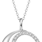 FANCIME Birthstone Necklaces 925 Sterling Silver Moon and Star Pendant Fine Jewelry Birthday Christmas Gifts for Mom Wife Her Daughter, Adjustable Chain 16+2"