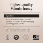 Manukora Raw Manuka Honey MGO 600+ from New Zealand, Non-GMO, Monofloral, Traceable from Hive to Hand, Daily Immune Support - 250g (8.8 Oz) - Image 4