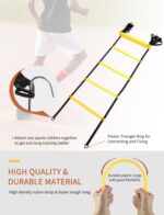 GHB Agility Ladder,Football Training Equipment Set,4 Agility Hurdles, 20 feet12 Rungs Speed Ladder,12 Disc Cones,Resistance Parachute, Jump Rope, 4 Resistance Bands - Image 3