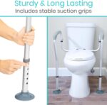 Vive Toilet Rail - Bathroom Safety Frame - Medical Railing Helper for Elderly, Handicap, Disabled, Seniors - Bariatric Assist Handrail Grab Bar - Adjustable Height, Padded Arms Fit Most Toilets - Image 5
