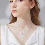 Teardrop Moonstone Necklace for Women 925 Sterling Silver Created Water-Shaped Moonstone Cage Filigree Necklaces Anniversary Birthday Jewelry Gift for Women - Image 6