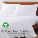 LANE LINEN Eco Friendly 100% Organic Cotton Queen Sheet Set, Soft & Comfy Fully Elasticized 15" Deep Pocket Bed Sheets, Low Pill Naturally Cooling Machine Wash Sábanas Queen- White Bed Sheets - Image 3