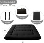MAXYOYO Japanese Floor Mattress Futon Mattress, 4" Thicken Tatami Mat Sleeping Pad Foldable Roll Up Mattress Boys Girls Dormitory Mattress Pad Kids Floor Lounger Pillow Bed, Black, Twin Size - Image 2