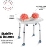 Medical king Shower Chair - with Back Scrubber & Additional Sponge - Tool Free Shower Chair for Elderly - with 8 Adjustable Heights - Portable Anti Slip Bath Chair for Elderly - Image 3