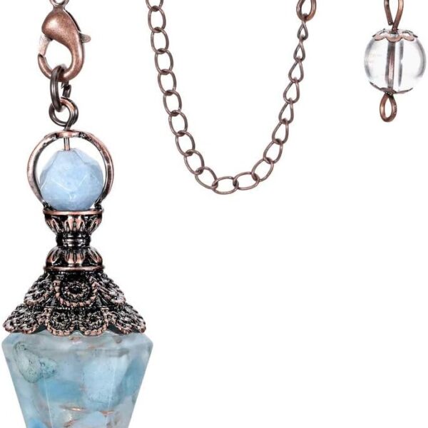 Jovivi Healing Crystal Pendulums for Dowsing Divination 6 Facted Hexagonal Pointed Cone Resin Chip Stones Reiki Wicca Spritual Gemstone Chakra Energy Pendant with Chain