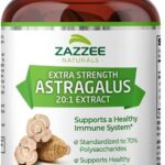 Zazzee Extra Strength Astragalus Root 20:1 Extract, 5000 mg Strength, 70% Polysaccharides, 180 Vegan Capsules, 6 Month Supply, 100% Vegetarian, Standardized and Concentrated 20X Extract, Non-GMO