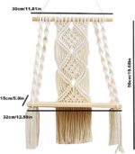 Mong Handmade Macrame Wall Hanging Shelf, Boho Indoor Rope Plant Pot Basket Hanger Holder, Rope Plant Hanger for Wall Decor Indoor Outdoor - Image 6