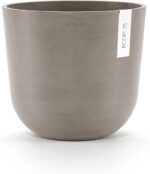 Ecopots Oslo Durable Modern Round Indoor/Outdoor Recycled-Based Composite Flower Pot Planter, Taupe, 14"