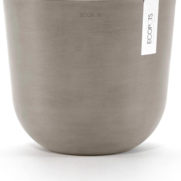 Ecopots Oslo Durable Modern Round Indoor/Outdoor Recycled-Based Composite Flower Pot Planter, Taupe, 14"