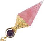 Rockcloud Healing Crystal Point Pendulum for Divination, Chakra Reiki Dowsing Balancing 6 Facet Pendant, Rose Quartz - Image 2