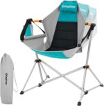 KingCamp Hammock Camping Chair, Aluminum Alloy Adjustable Back Swinging Chair, Folding Rocking Chair with Pillow Cup Holder, Recliner for Outdoor Travel Sports Games Lawn Concerts Backyard