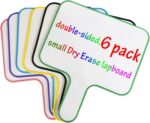 6 Pack Double-Sided Dry Erase Board- 10''X 8'' Dry Erase Paddles with Handheld Thickness 5mm Answer Whiteboard with 6 Colorful Erasers for Home School and Office Mini Writing Board - Image 2