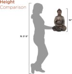 Alpine Corporation 15" Tall Indoor/Outdoor Meditating Buddha Statuary Décor - Image 7