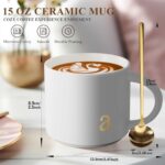 Monogrammed Ceramic Large Coffee Mug Tea Cup Women Wife Gifts Ideal from Husband Happy Birthday Wedding Romantic Best Cool Personalized Unique Special Cute Custom Christmas Xmas Valentines Present,M - Image 5