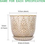 Gepege Succulent Pots, 4 Inch Small Indoor Ceramic Planter Pot with Drainage Holes and Saucers for Plants- Creamy White - Set of 4 - Image 2