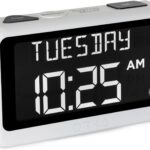 ORKA Talking Clock. Voice Recordable Ex Large Medication Pill Reminder. Talking Alarm Clock for Dementia, Hearing, Visually impaired Seniors-Digital Day Clock with Multiple Customized Alarms White