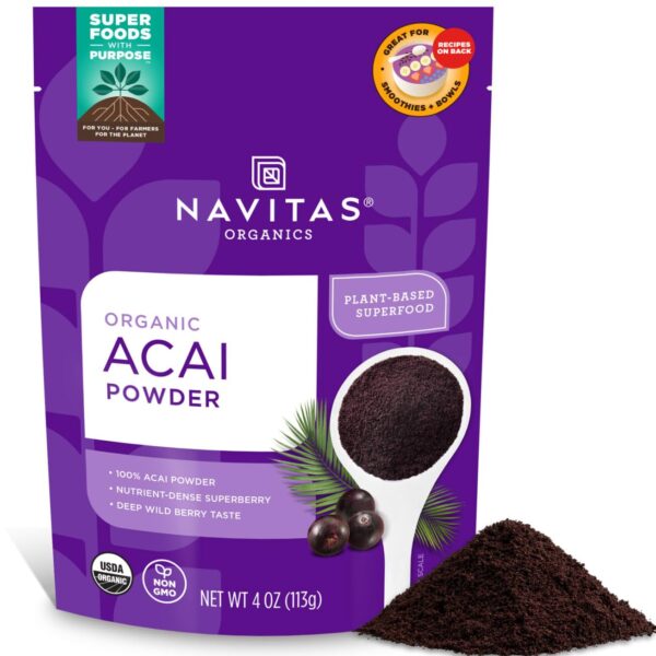 Navitas Organics Acai Powder, 4oz. Bag 38 Servings — Organic Non-GMO, Freeze-Dried, Gluten-Free…