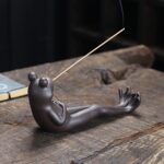ChangWanna Frog Incense Stick Holder - Ceramic Insence Burner Ash Catcher, Insense Stand with 45 Sandalwood Sticks, Ornament for Aromatherapy/Yoga/Meditation/Home Living Room Office Decor - Image 3