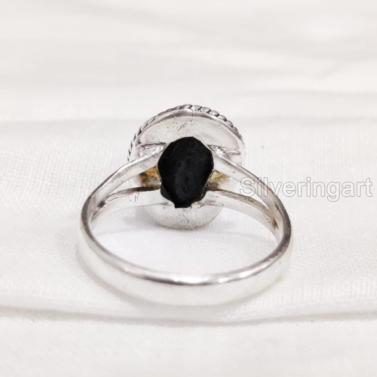 Natural Black Tourmaline Ring, Rough Tourmaline Ring, October Birthstone, Bohemian Ring, 925 Sterling Silver, Womens Ring, Christmas, Handmade, Statement Jewelry, Raw Gemstone Jewelry (8) - Image 4
