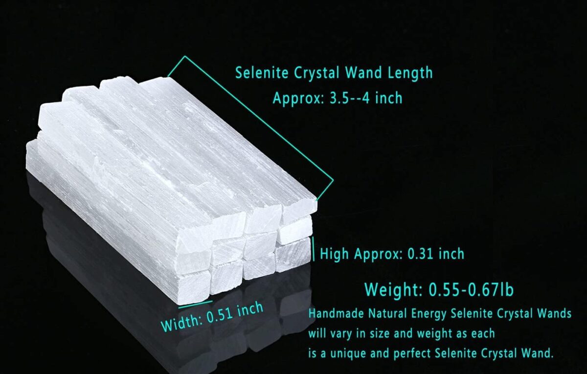 MAIBAOTA 4" Selenite Crystal Wand Selenite Sticks Crystals Bulk Selenite Charging Plate Reiki Metaphysical Supplies Wicca Altar Supplies Crystal for Witchcraft 12 Pcs - Image 3