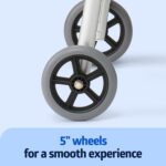 Medline Lightweight Two Button Folding Walker with 5" Wheels, Aluminum Frame Supports up to 300 lbs - Image 4