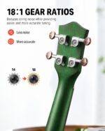 Donner Concert Ukulele Professional 23 Inch Mahogany Ukelele for Adult Beginner Ukele Bundle with Online Lesson Gig Bag Aquila String Pick Tuner Strap Cloth DUC-200G Green - Image 3