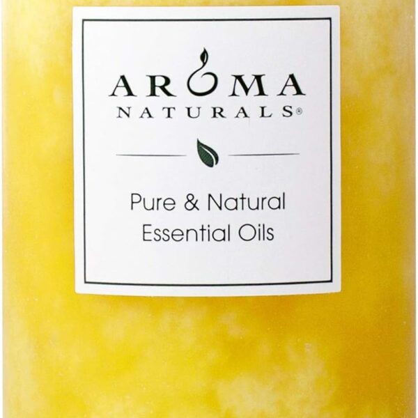 Aroma Naturals Essential Oil Orange and Lemongrass Scented Pillar Candle, Ambiance, 2.5 inch x 4 inch, Yellow