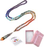 GEHECRST Natural 7 Chakra 108 Mala Prayer Beads Necklace with Reiki Healing Crystal Pointed Pendant 6mm Gemstones Beads Necklace Mens Womens Jewelry for Meditation, Protection - Image 2