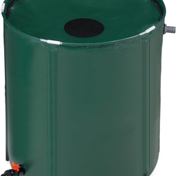 VINGLI 50 Gallon Collapsible Rain Barrel, Portable Water Storage Tank, Rainwater Collection System Downspout, Water Catcher Container with Filter Spigot Overflow Kit