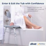 Drive Medical 12011KD-1 Tub Transfer Bench For Bathtub, Height Adjustable Shower Bench with Backrest, Shower Seat Shower Chair Bath Chair for Elderly, Seniors, Arm Support for Transfer, 400 Weight Cap - Image 2