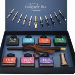 Calligraphy Pen Set – Includes Wooden Dip Pen, Antique Brass Holder, 11 Nibs, 7 Colors Ink Bottles and Beginner's Manual